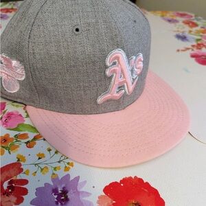 59Fifty A’s Gray and Pink Baseball Cap